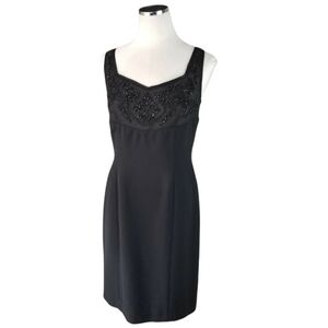 Donna Morgan Black Sleeveless Dress SZ 8 Knee Length Beaded Cocktail Party LBD